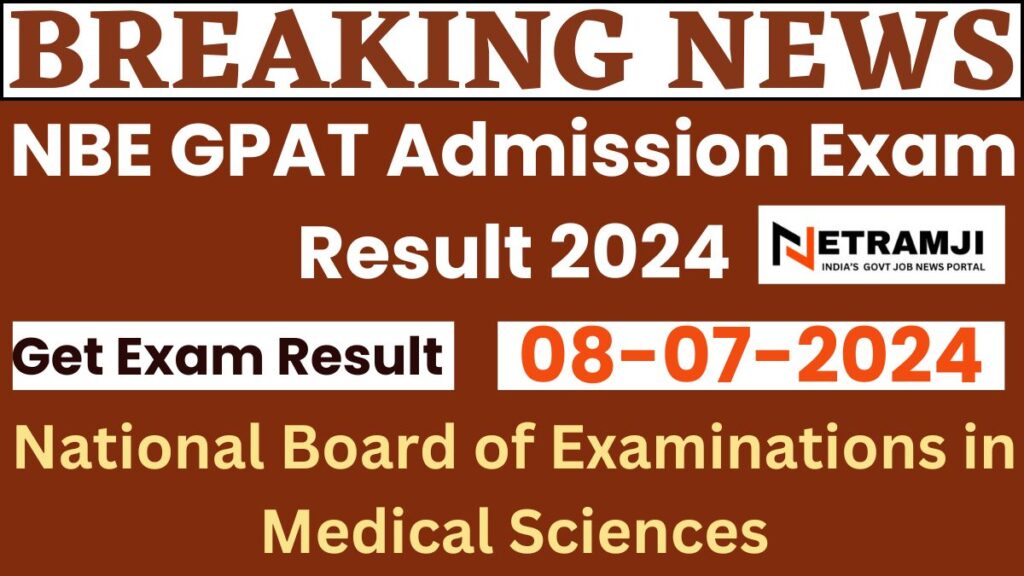 NBE GPAT Admission Exam Result 2024