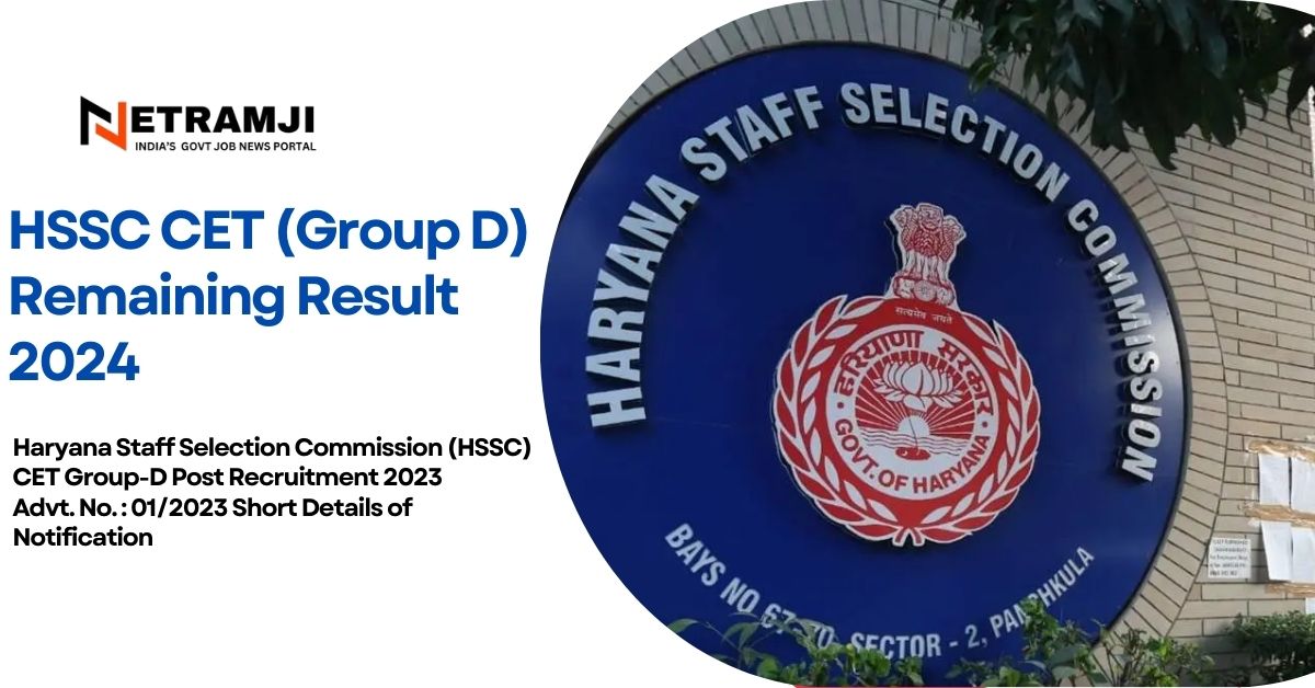 HSSC CET (Group D) Remaining Result 2024