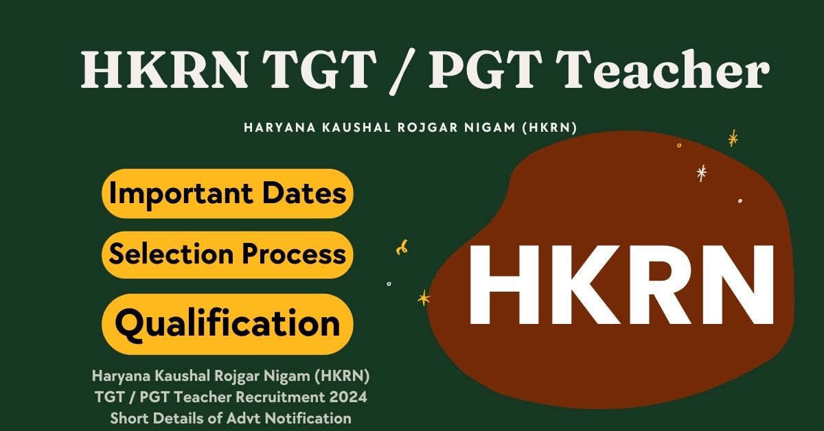 HKRN TGT / PGT Teacher Online Form 2024